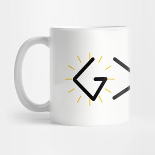 God is greater than the highs and the lows from Romans 8:28, black text Mug